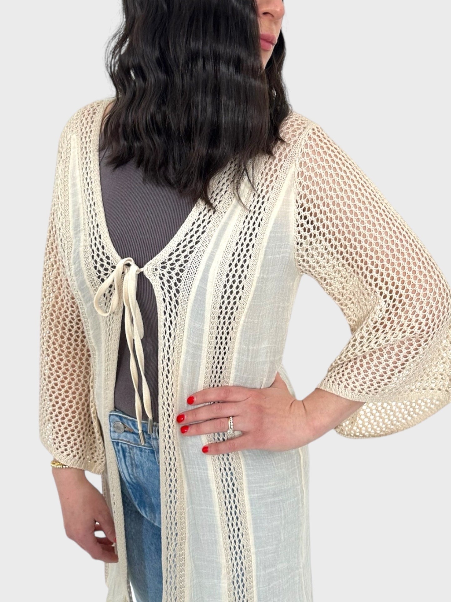 Shelly Crochet Knit Cardigan