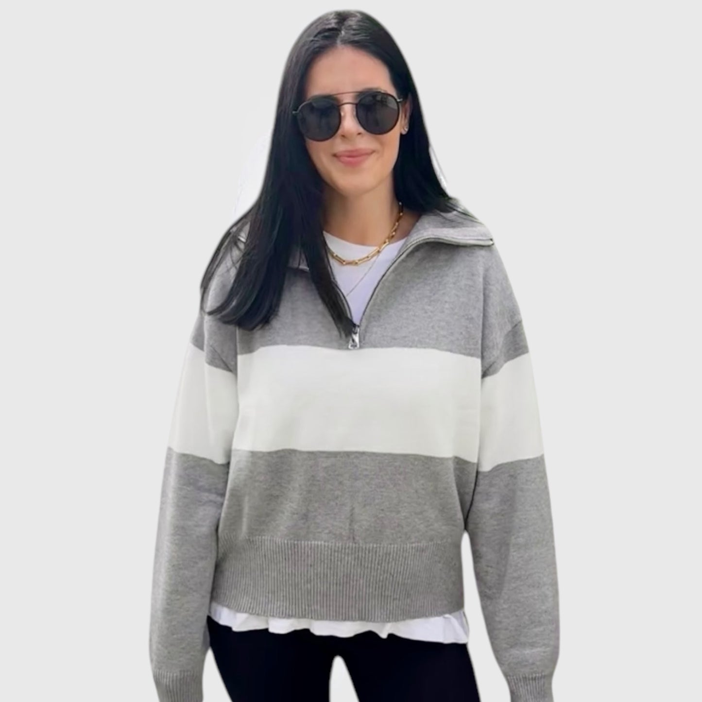 Rugby Stripe 1/4 Zip Sweater